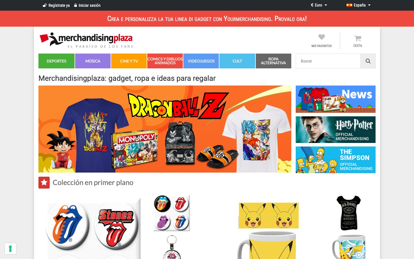 Captura limpia de la home oficial de Merchandising Plaza