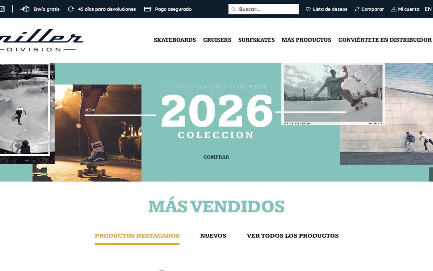 Captura limpia de la página de inicio oficial de Miller Division