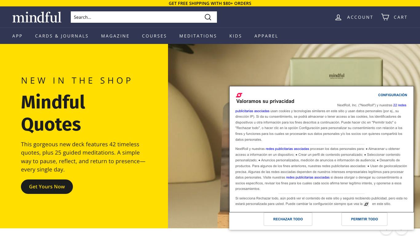 Home oficial de Mindful Store
