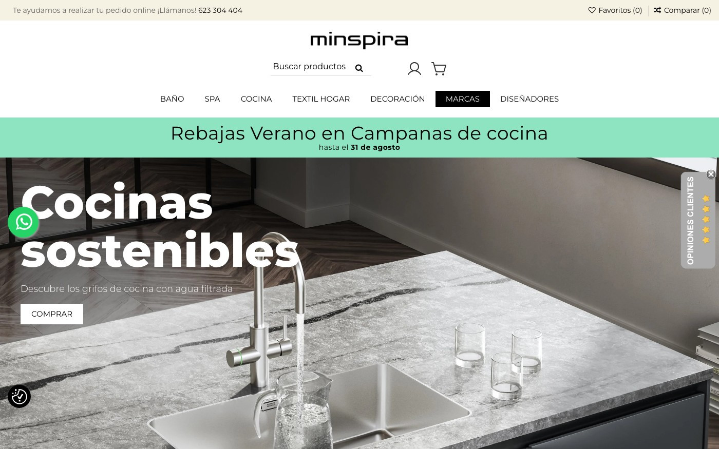 Captura limpia de la home oficial de Minspira