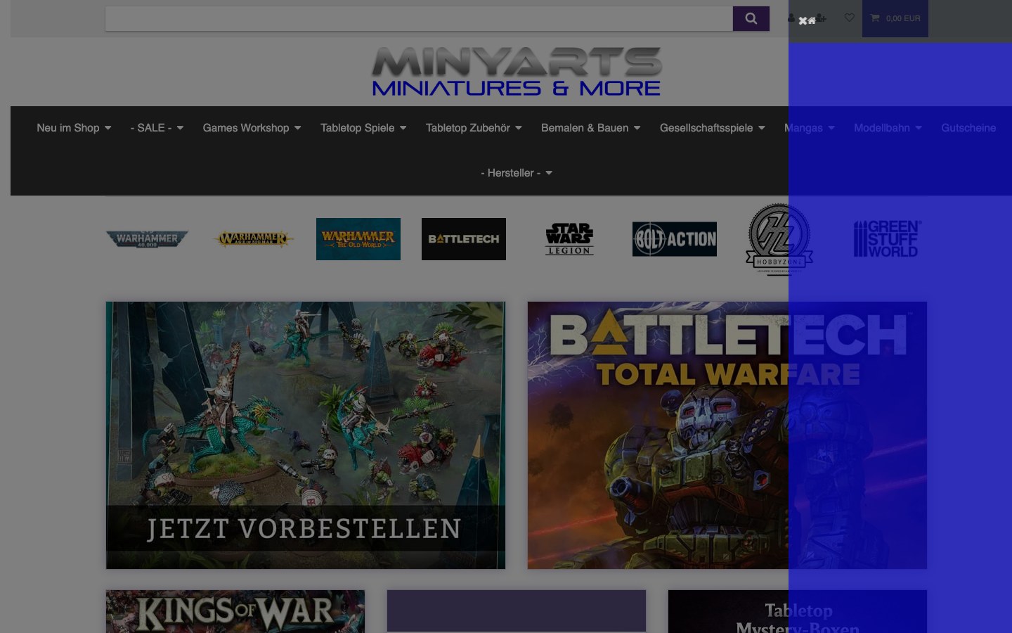 Captura de pantalla de la home de Minyarts