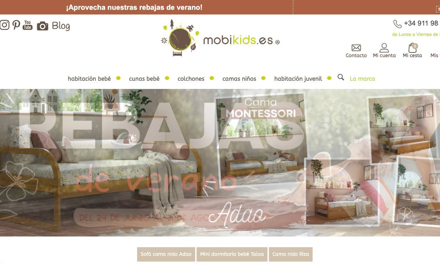 Captura de pantalla de la home de Mobikids