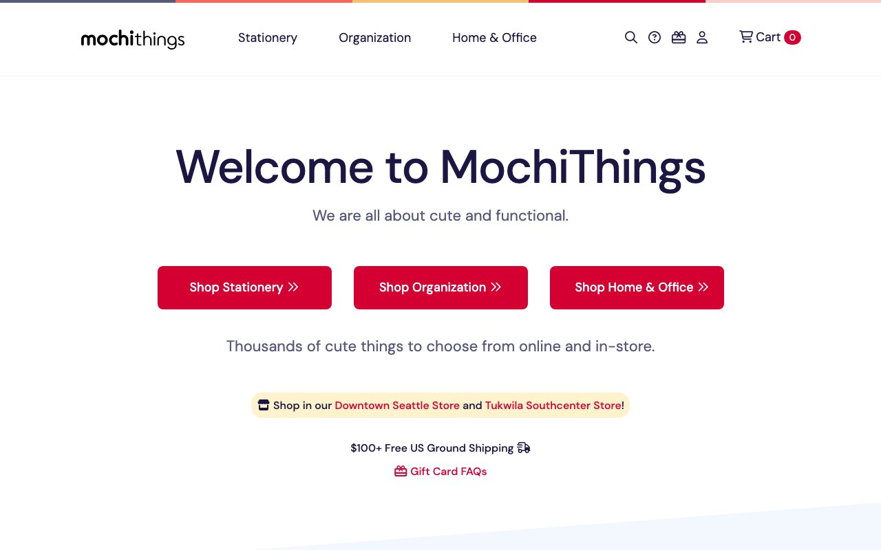 Captura de pantalla de la home de Mochi Things