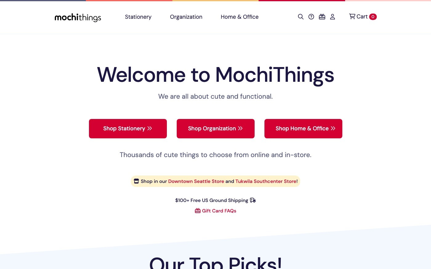 Captura de pantalla de la home de MochiThings