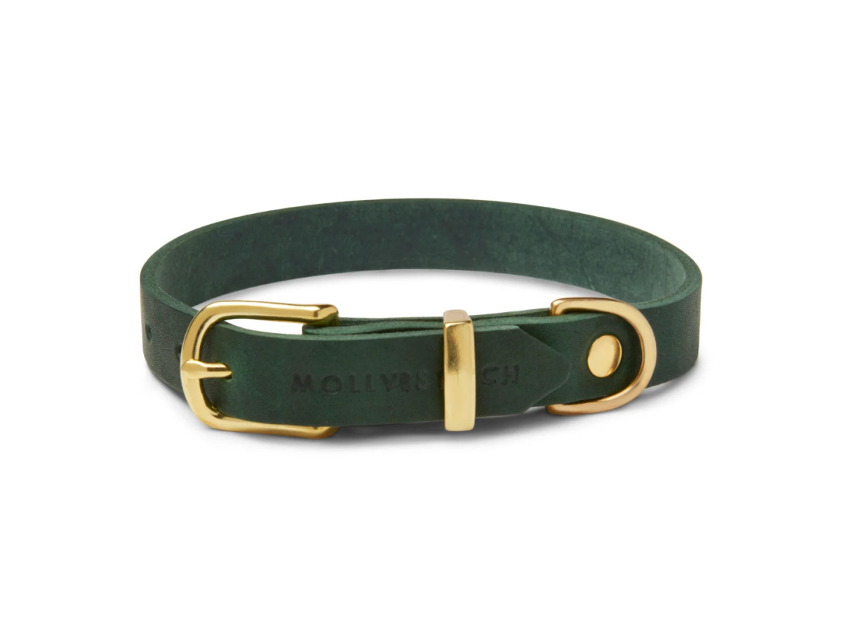 Butter Leather Dog Collar - Forest Green