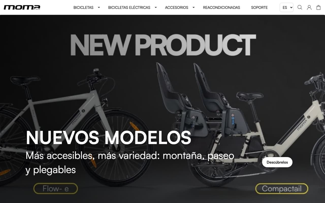 Captura limpia de la home oficial de Moma Bikes