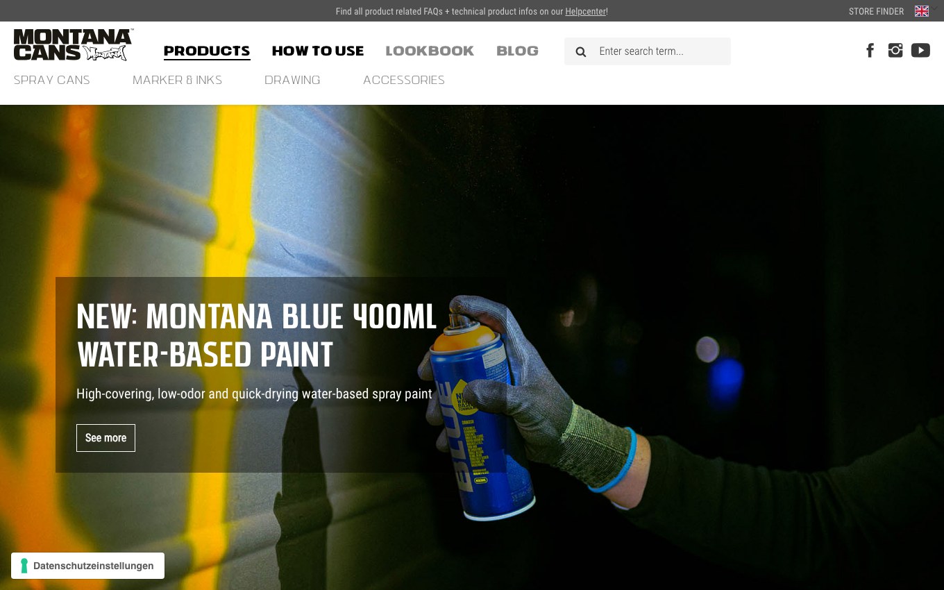 Captura de pantalla de la home de Montana Cans