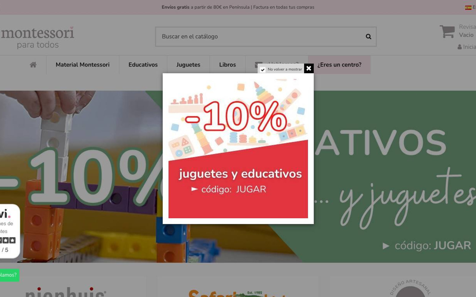 Captura limpia de la página de inicio de Montessori Para Todos
