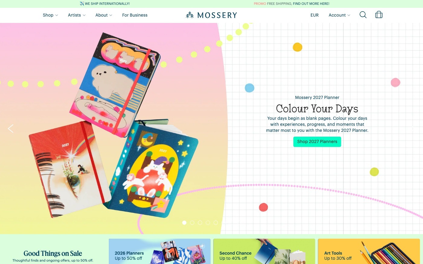 Captura de pantalla de la home de Mossery