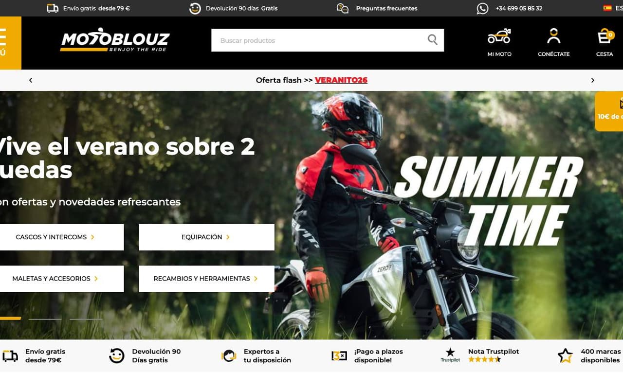 Captura limpia de la home oficial de Motoblouz