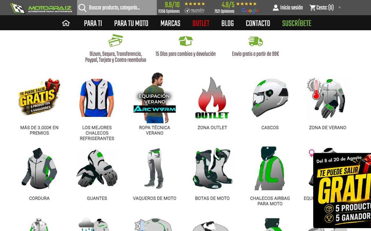 Captura de pantalla de la home de Motorraiz