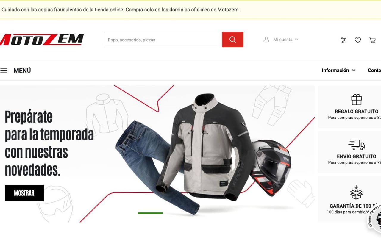Captura limpia de la home oficial de Motozem