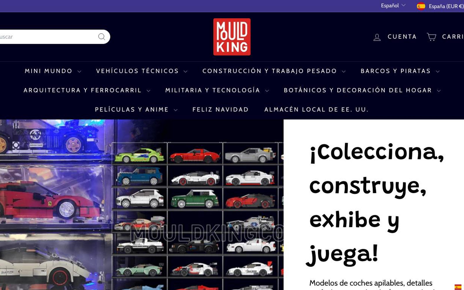 Captura de pantalla de la home de Mould King