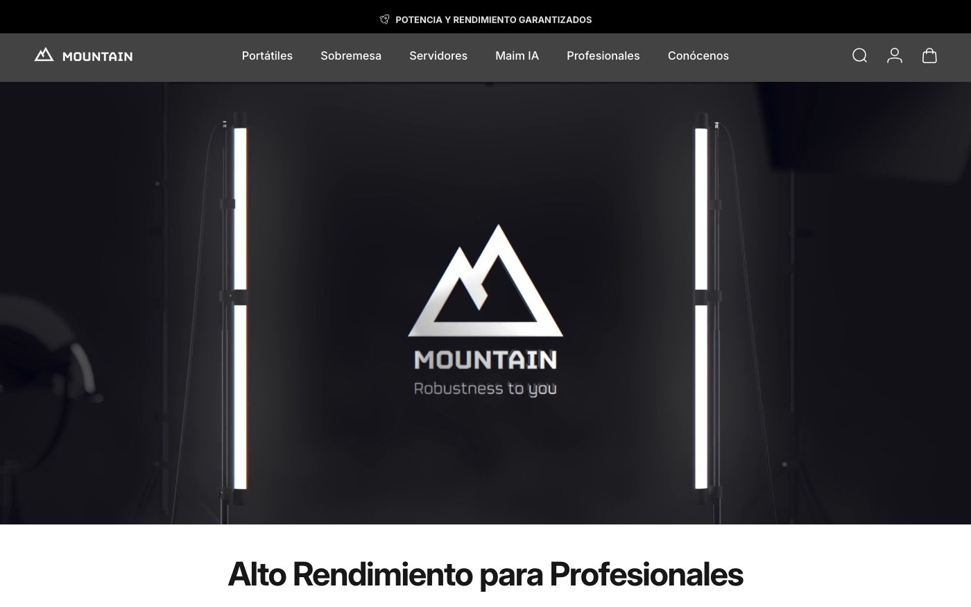 Captura limpia de la home oficial de Mountain