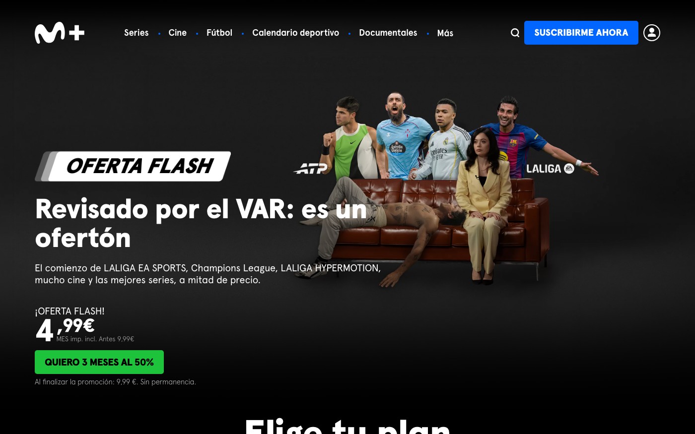 Captura limpia de la home oficial de Movistar Plus