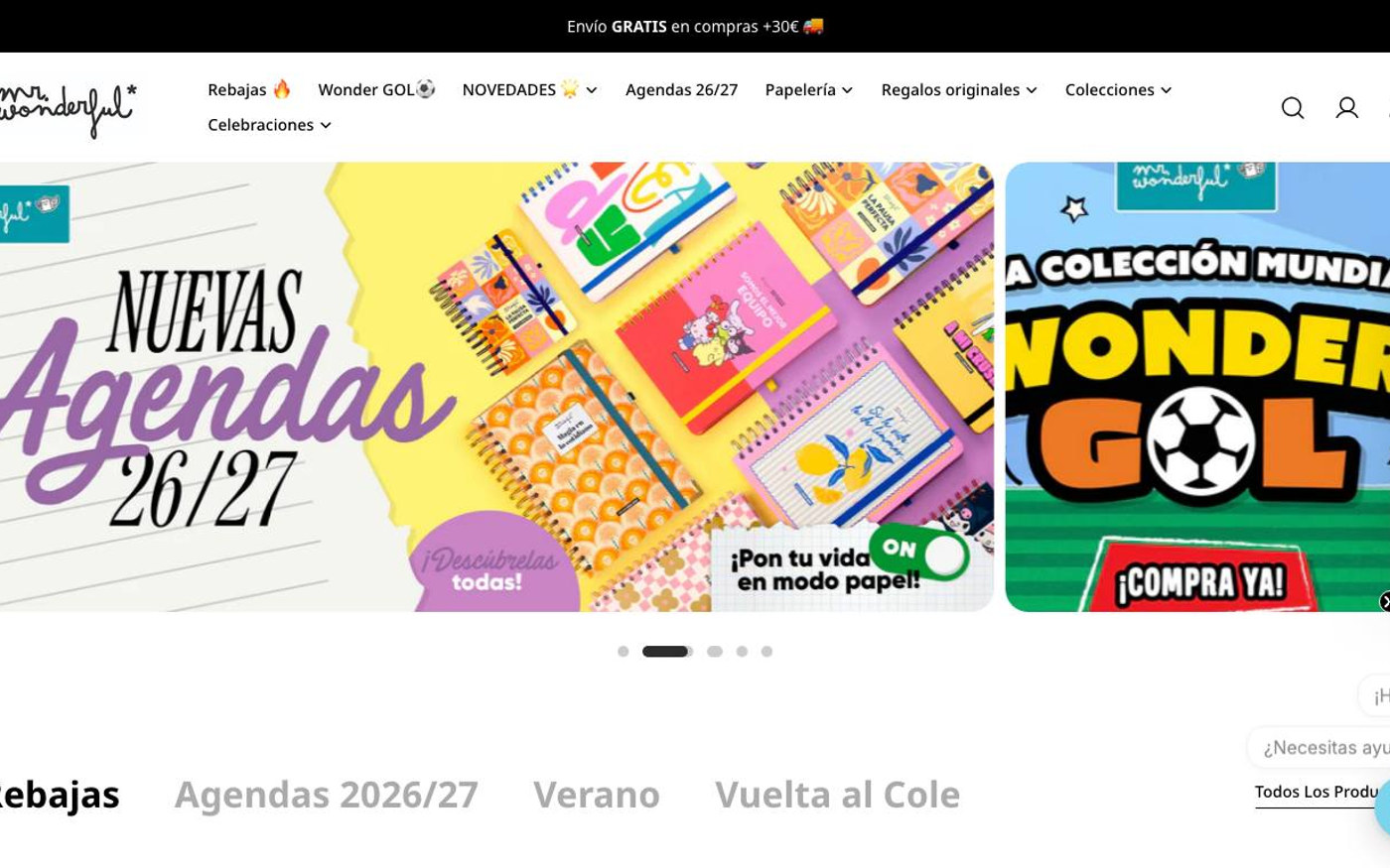 Captura de pantalla de la home de Mr. Wonderful