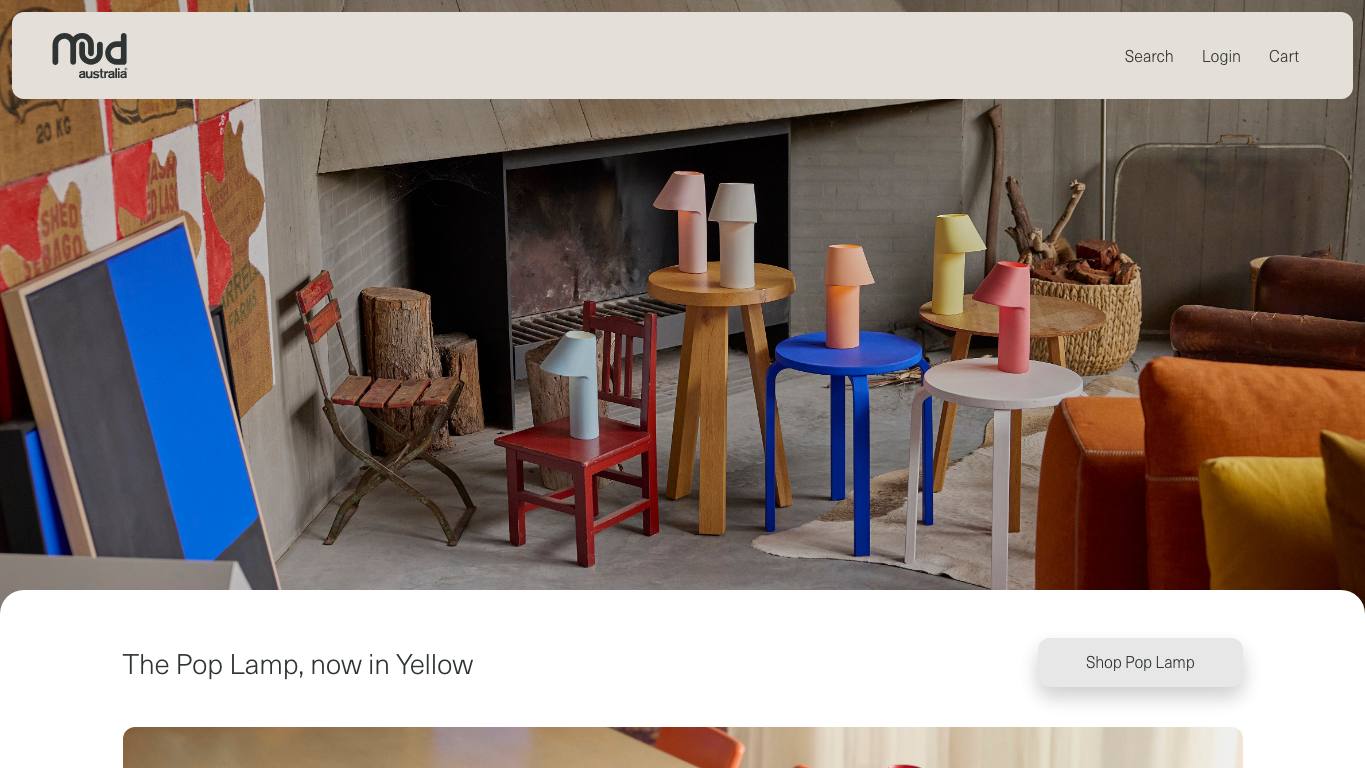 Captura real de la home de Mud Australia