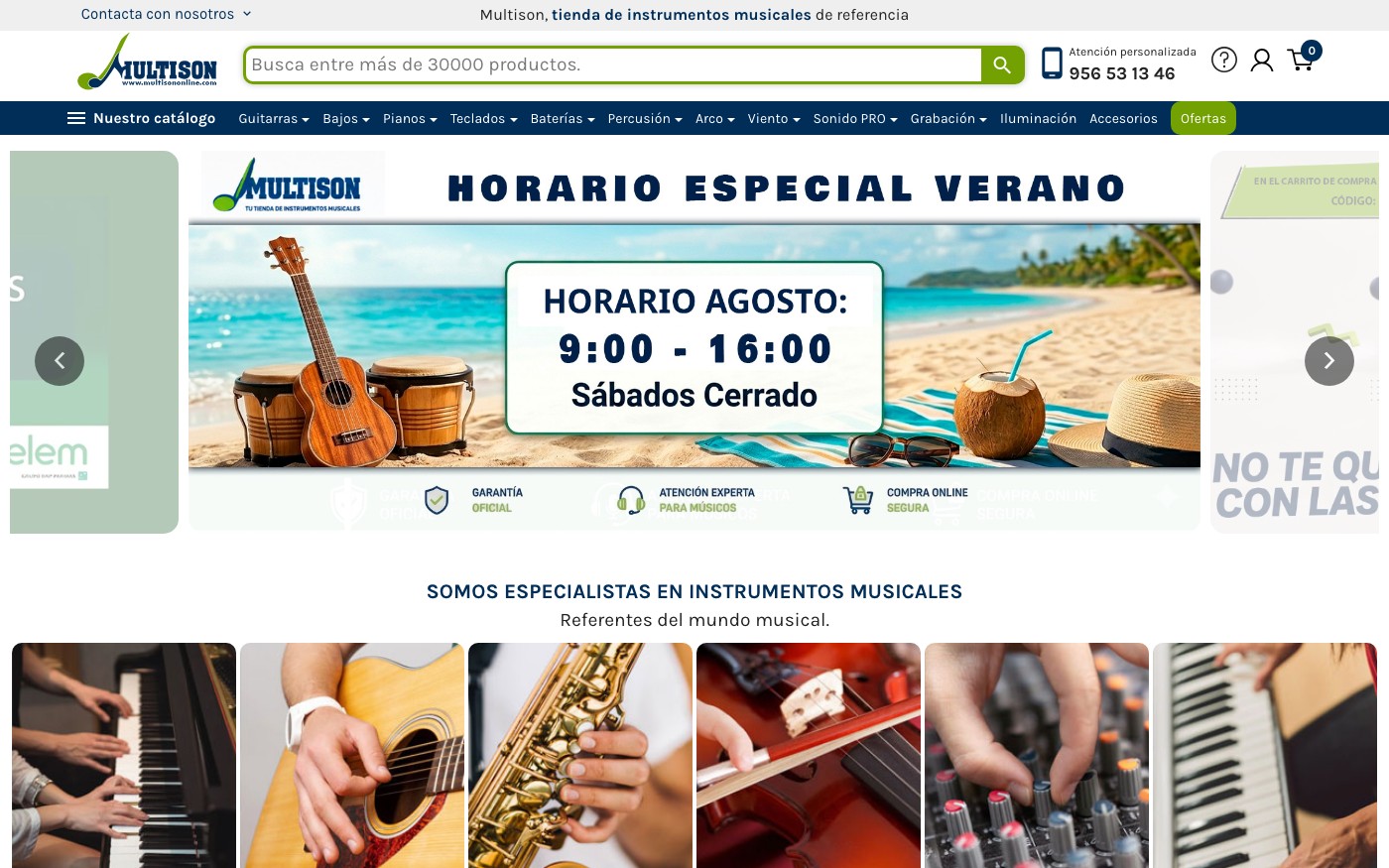 Captura de pantalla de la home de Multison