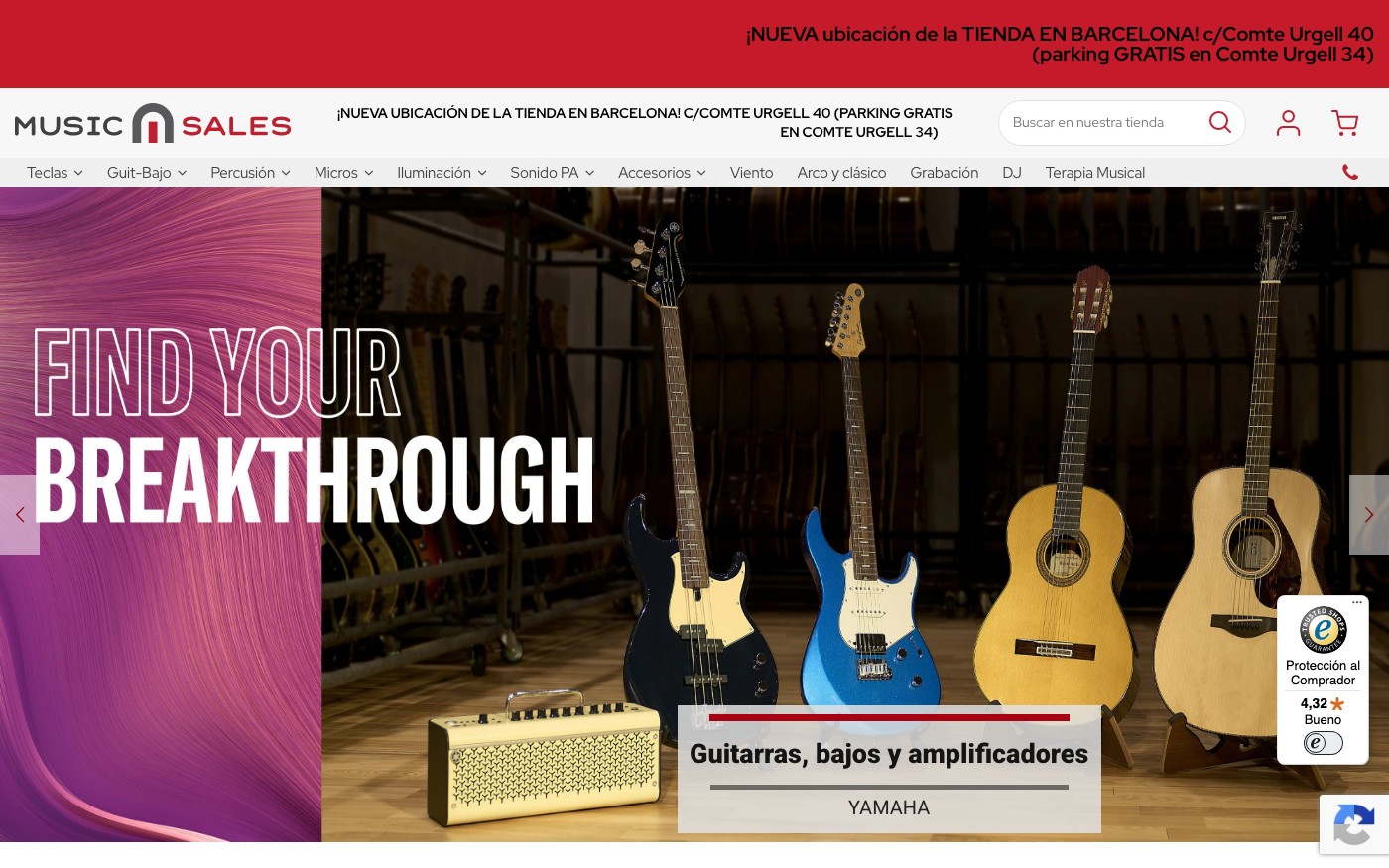Captura limpia de la home oficial de Music Sales