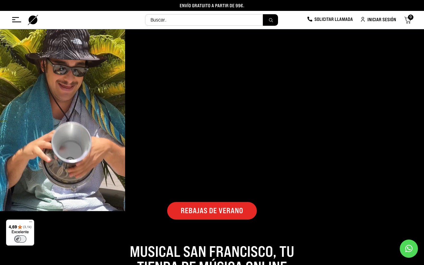 Captura de pantalla de la home de Musical San Francisco