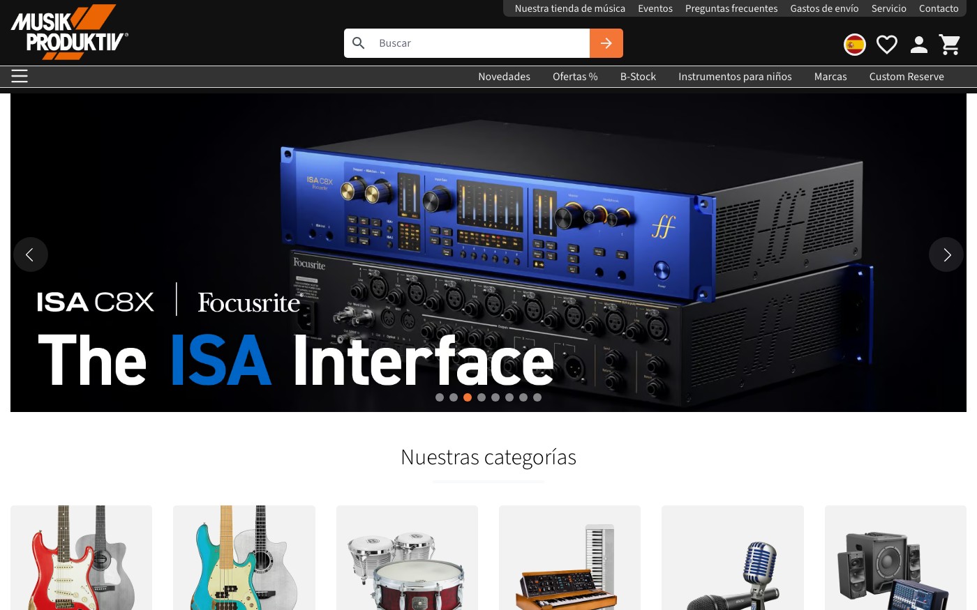 Captura de pantalla de la home de Musik Produktiv
