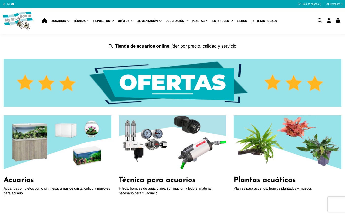 Captura de pantalla de la home de My Fish Room