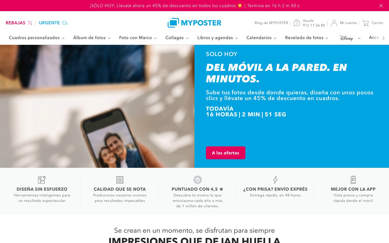 Captura de pantalla de la home de MYPOSTER
