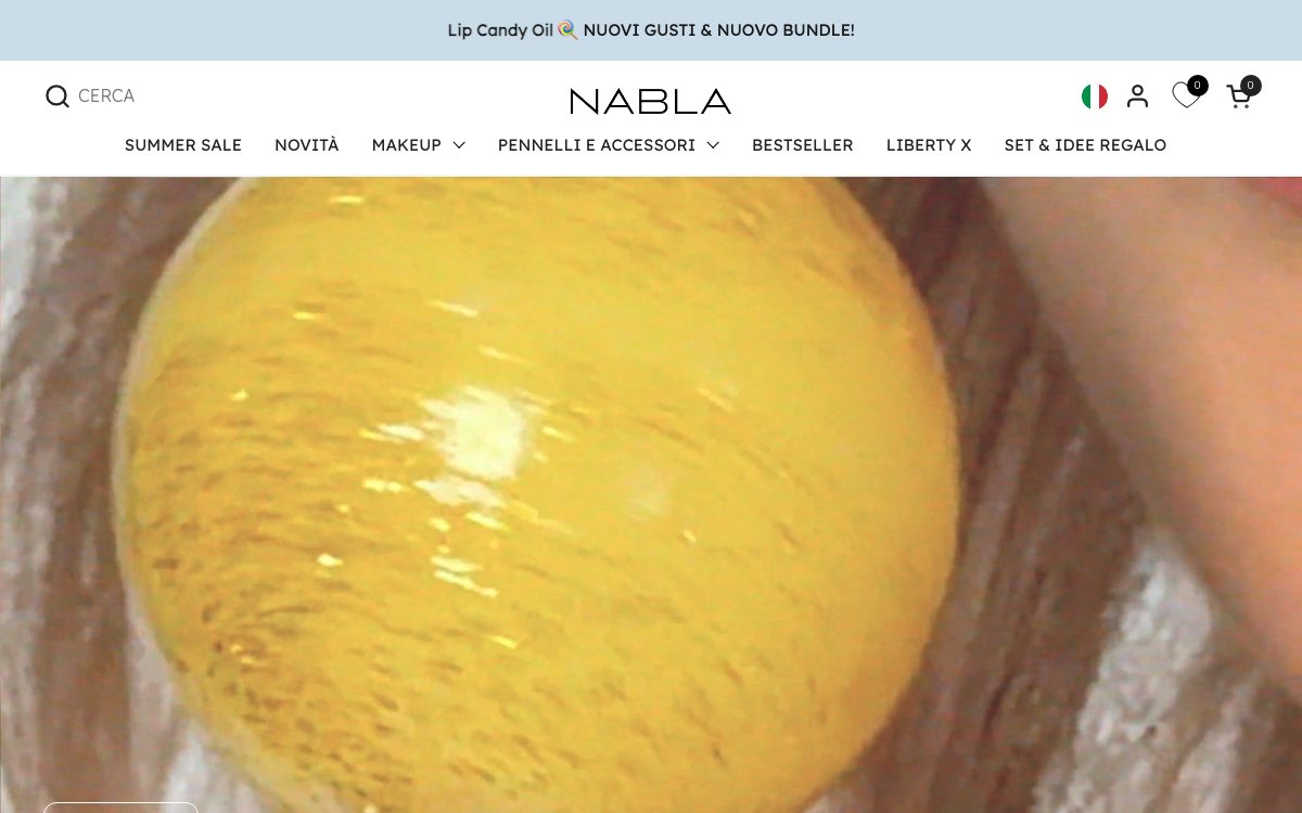 Captura real de la home de NABLA Cosmetics