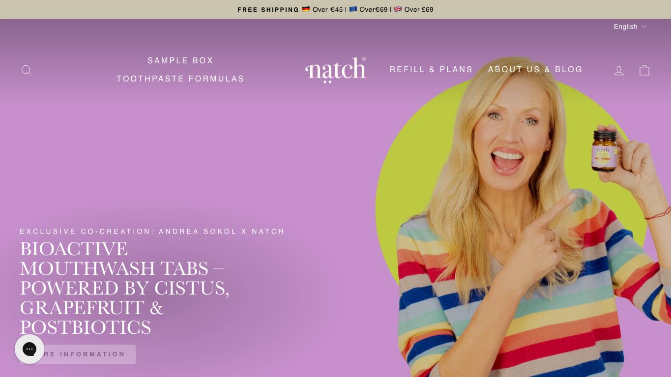 Captura de pantalla de la home de Natch Labs