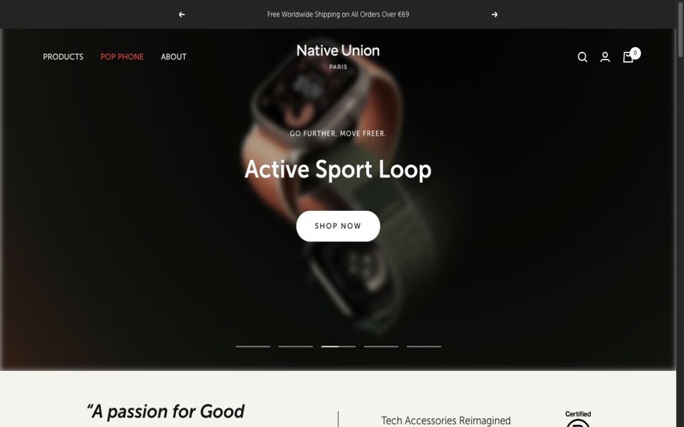Captura limpia de la home oficial de Native Union
