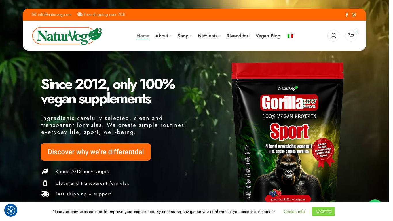 Captura de pantalla de la home de NaturVeg