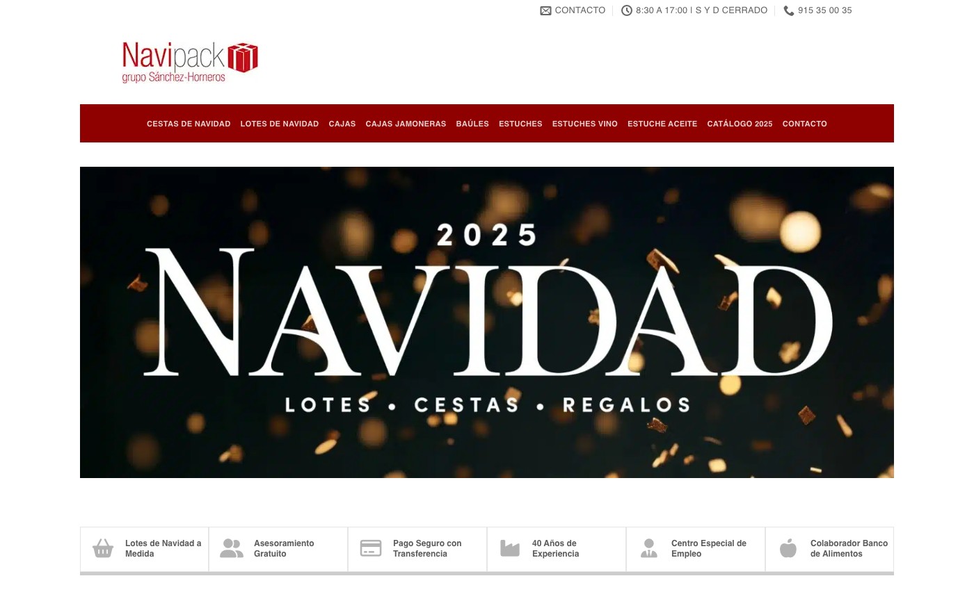 Captura limpia de la home oficial de Navipack