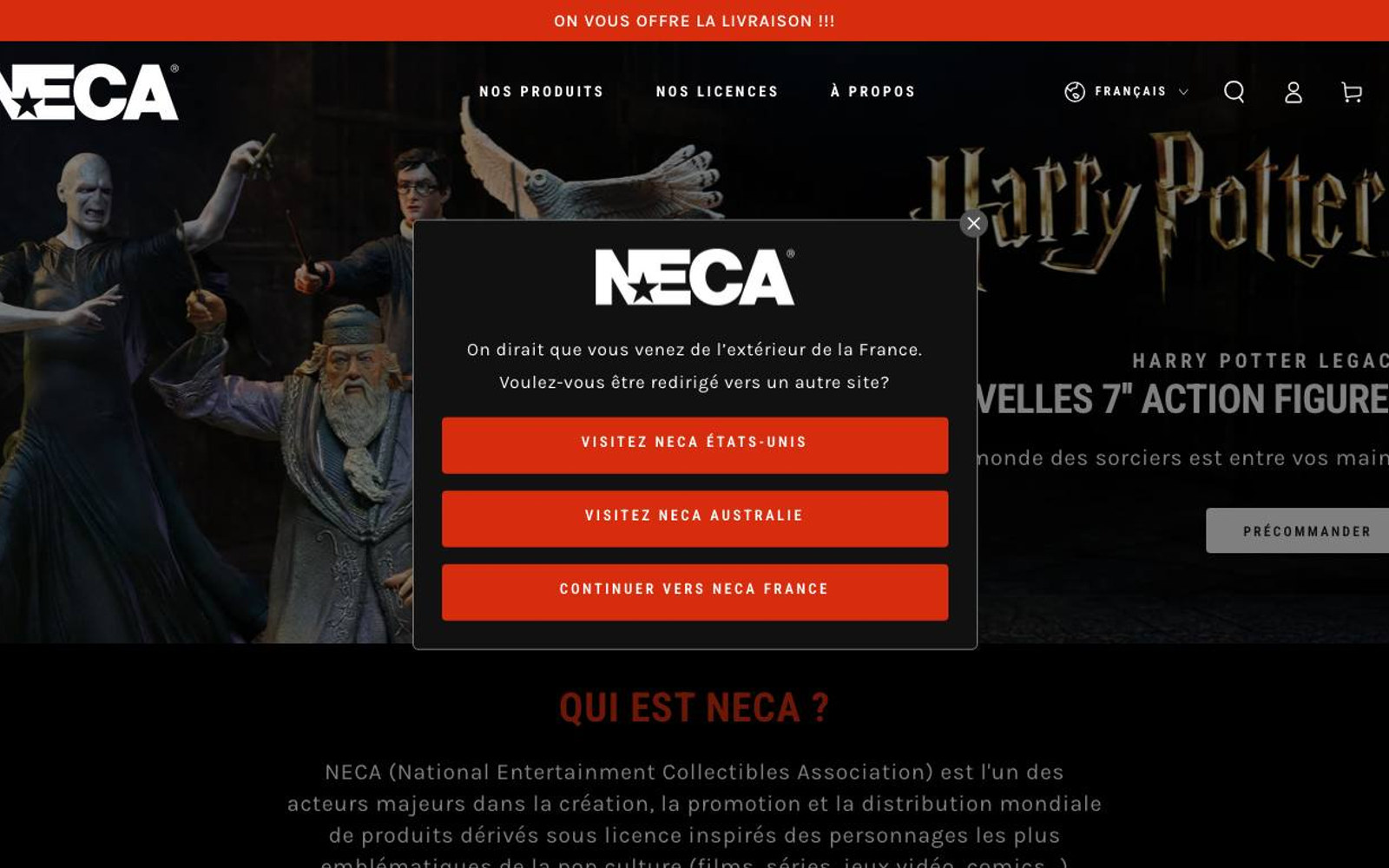 Captura de pantalla de la home de NECA Online