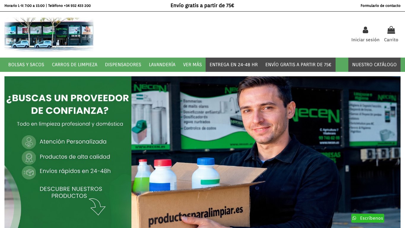 Captura limpia de la home oficial de NECEN