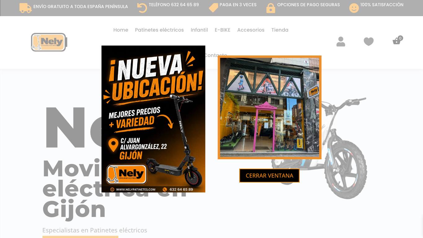 Captura limpia de la home oficial de Nely Patinetes
