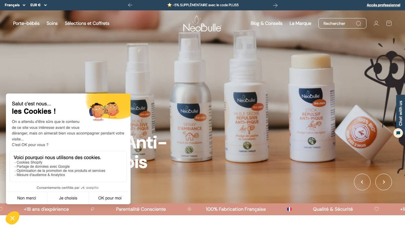 Captura de pantalla de la home de Néobulle