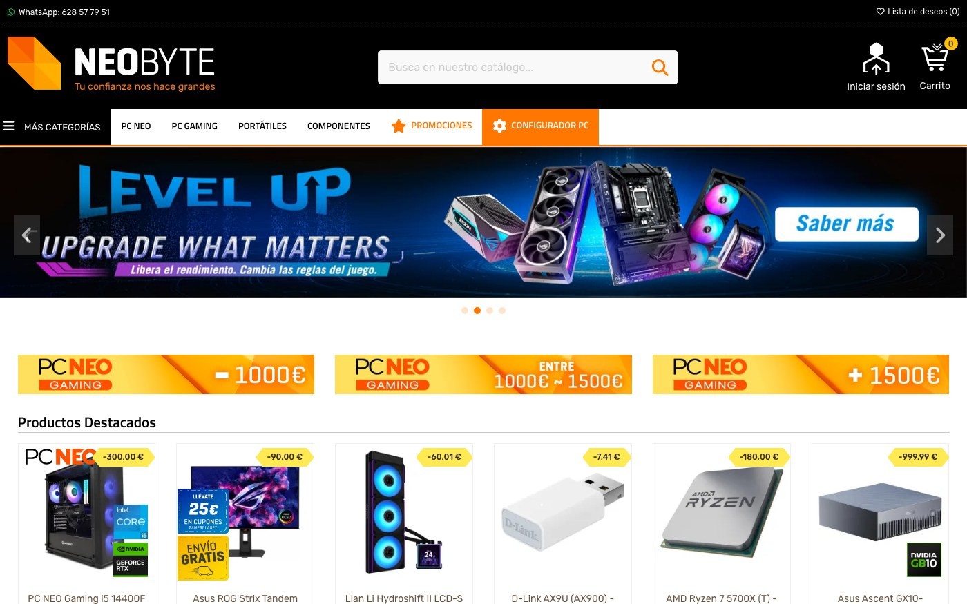 Captura limpia de la home oficial de Neobyte