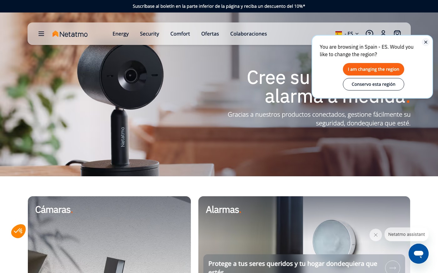 Captura de pantalla de la home de Netatmo