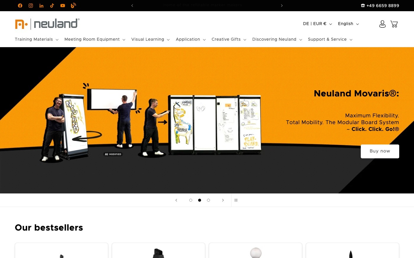 Captura de pantalla de la home de Neuland