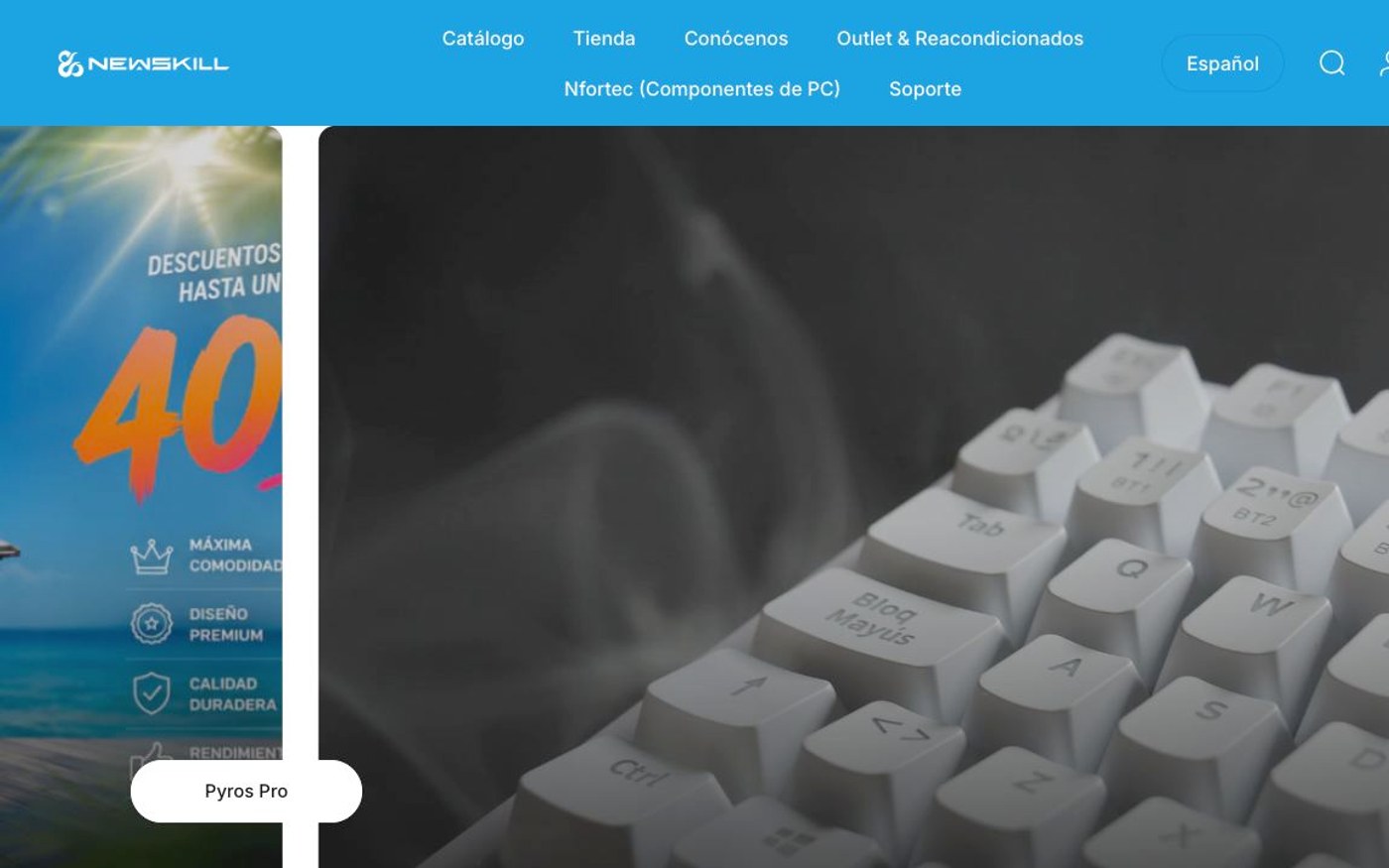 Captura de pantalla de la home de Newskill