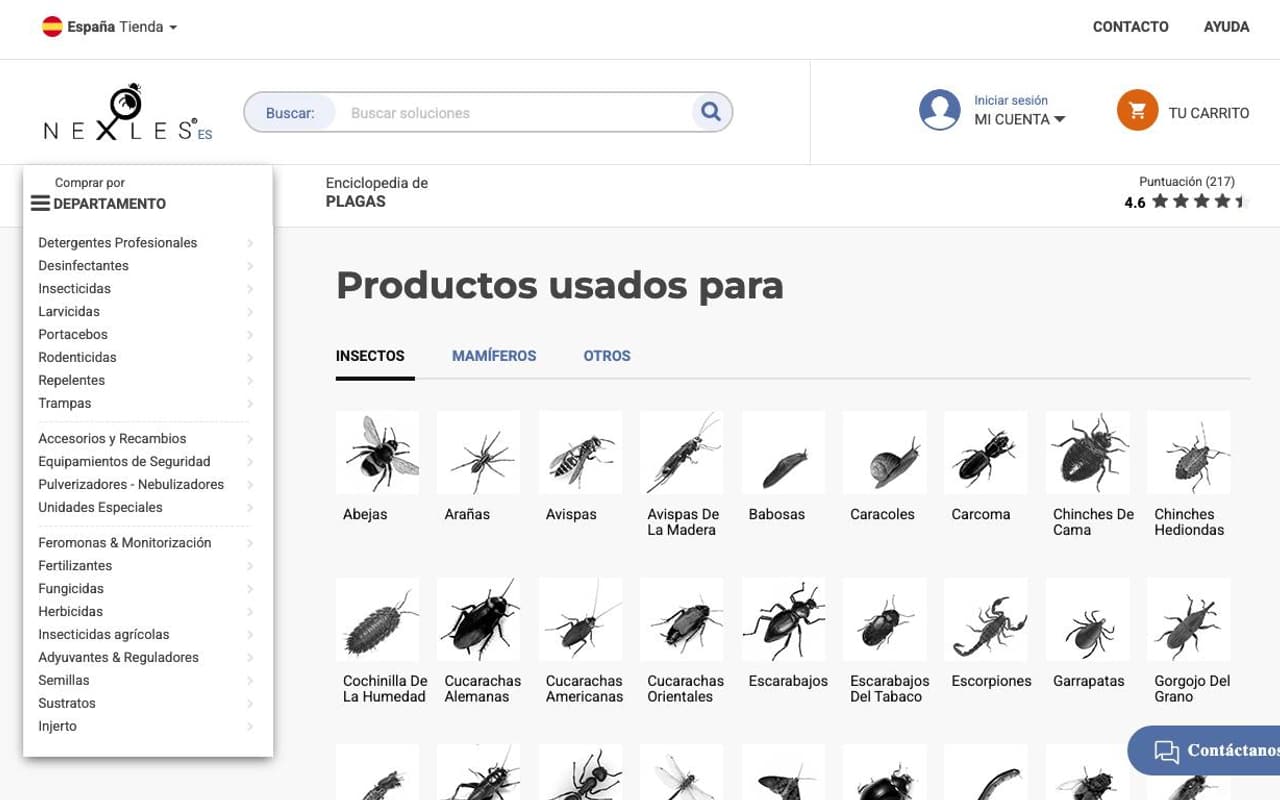 Captura de pantalla de la home de Nexles