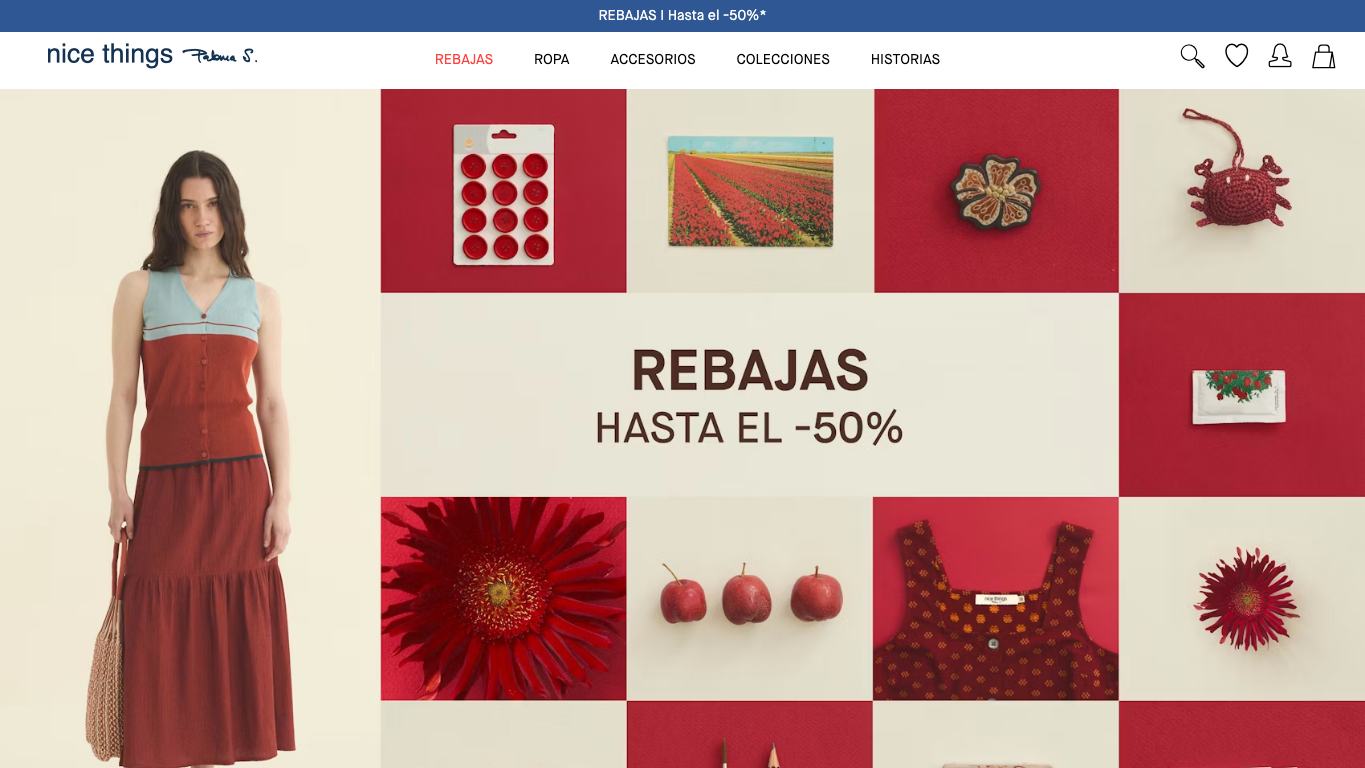 Captura real de la home de Nice Things