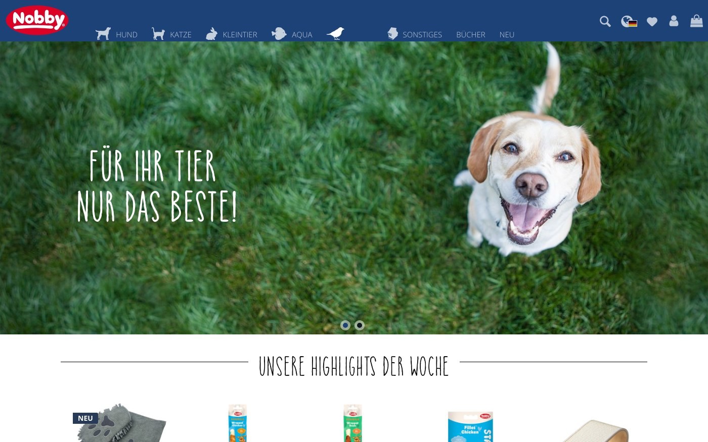 Captura de pantalla de la home de Nobby