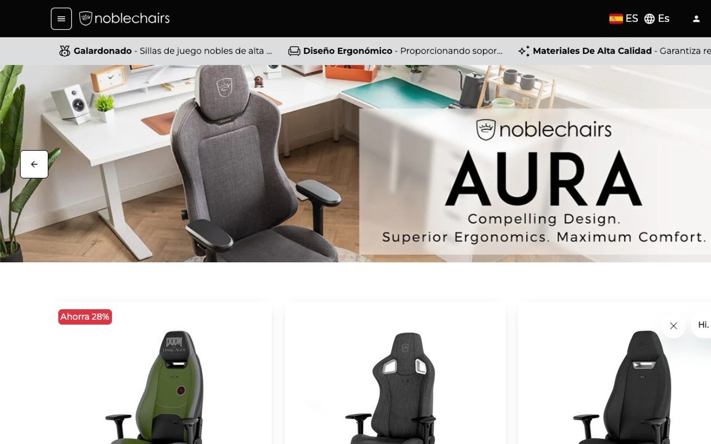 Captura limpia de la home oficial de noblechairs
