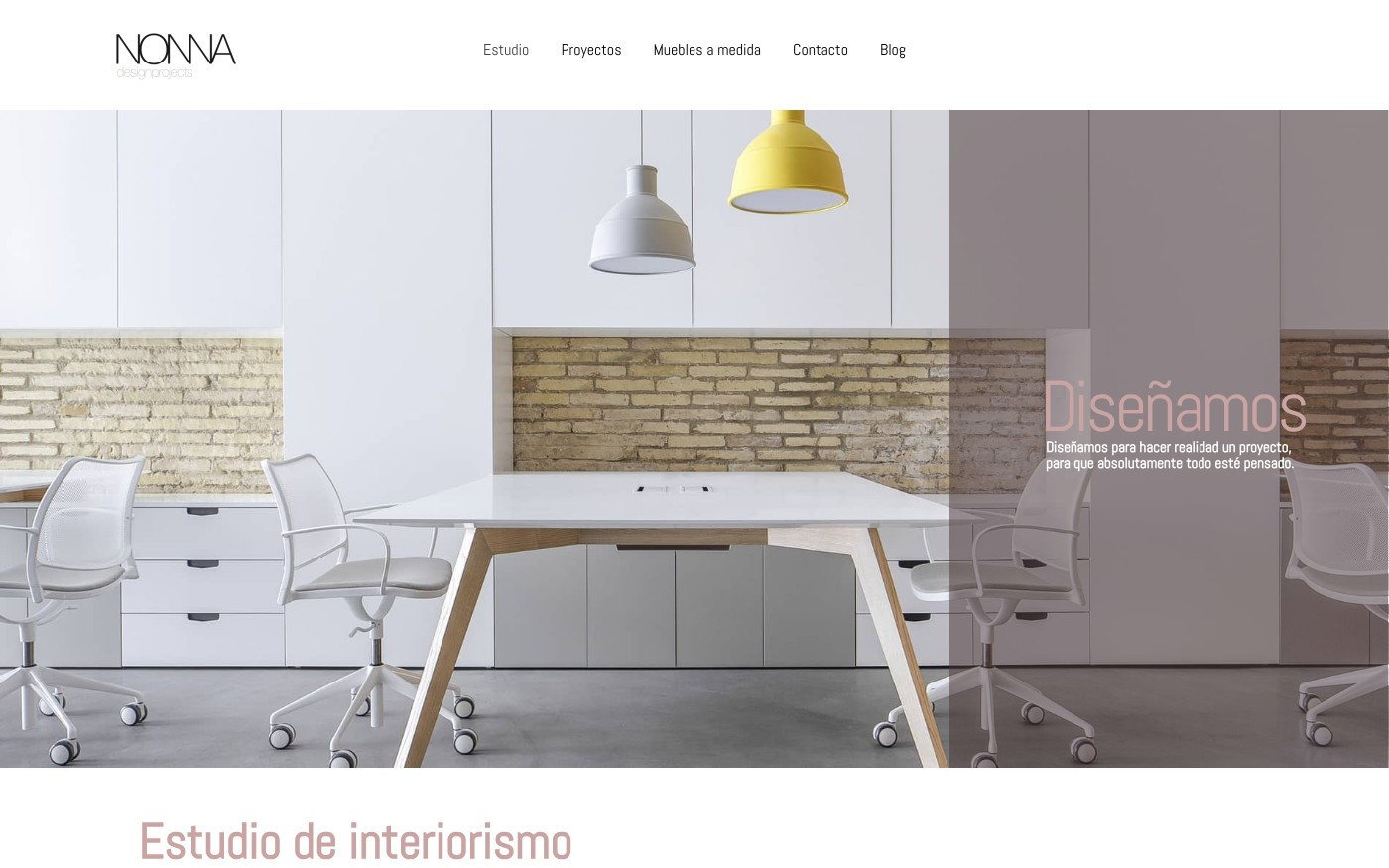 Captura de pantalla de la home de Nonna Design