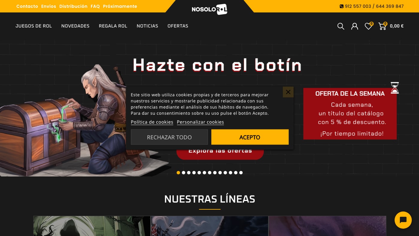 Captura de pantalla de la home de Nosolorol