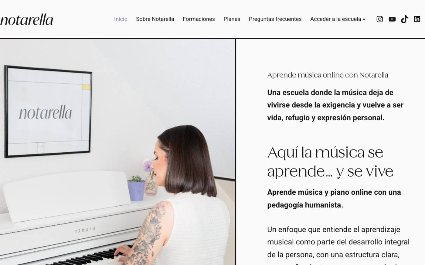 Captura de pantalla de la home de Notarella