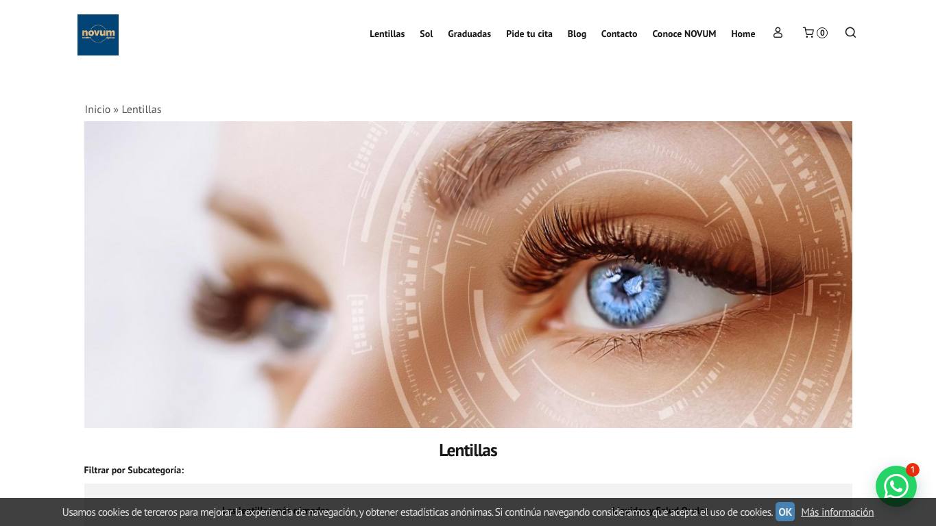 Captura limpia de la home oficial de Novum Óptica