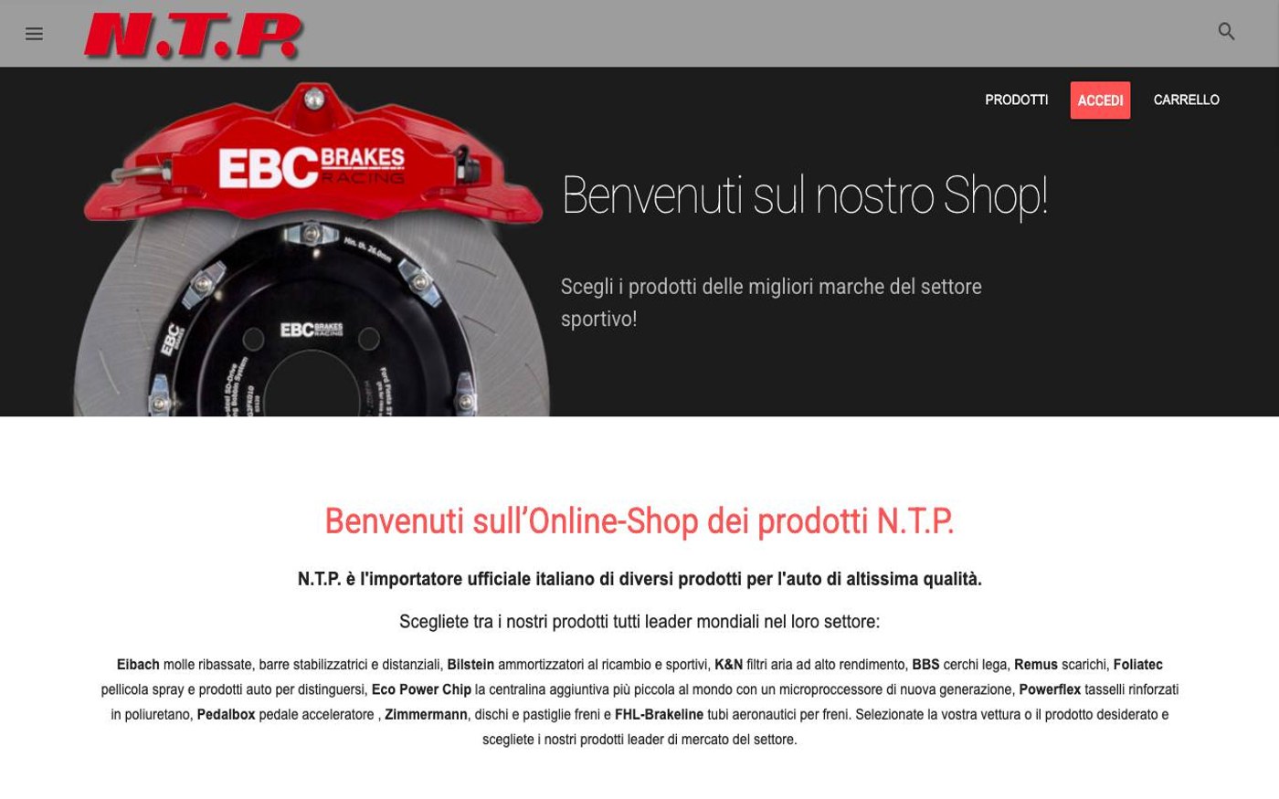 Captura limpia de la home de NTP Shop