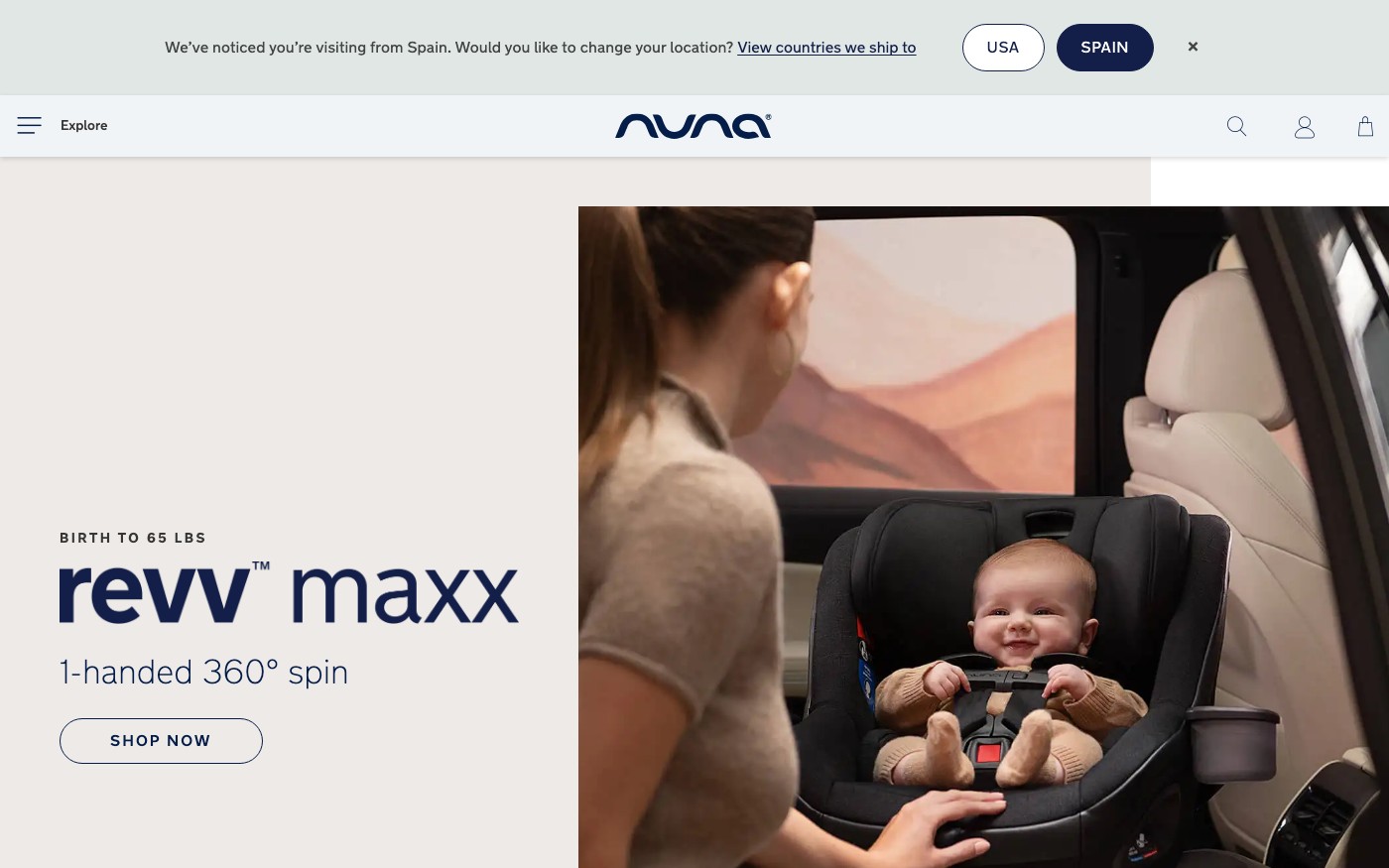 Captura de pantalla de la home de Nuna